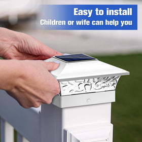 VOLISUN warm white and cool white modes shown on fence post for versatile lighting