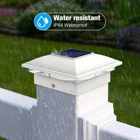 VOLISUN solar post cap light emits warm white glow to highlight decks and patios.