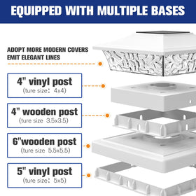 VOLISUN solar post cap light on a wooden 6x6 post brightening a yard