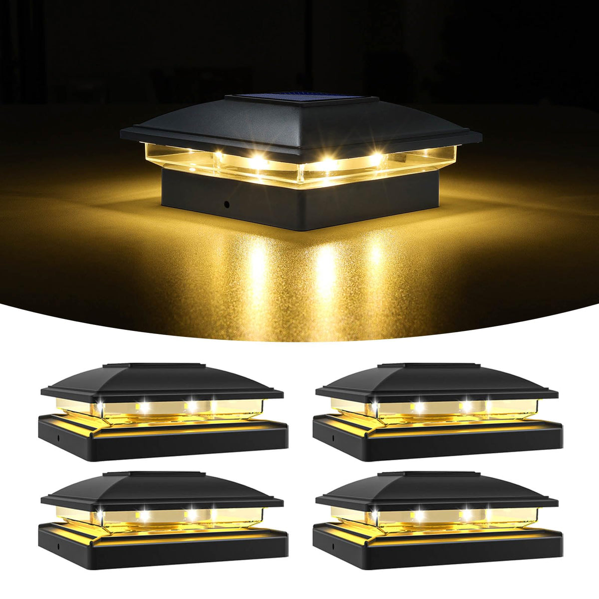 VOLISUN solar post cap light on wooden 4x4 post provides subtle nighttime guidance