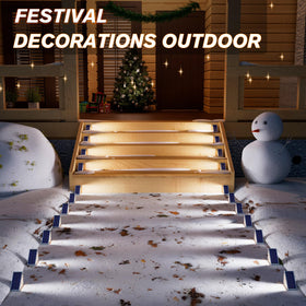 VOLISUN Solar Stair Lights on stairs provide even patio lighting and ambience.