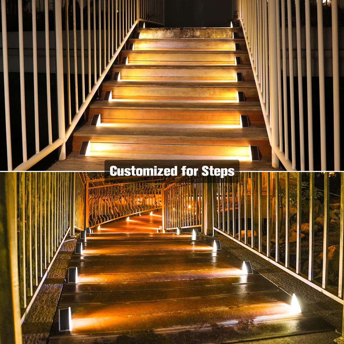 Volisun solar stair lights IP67 waterproof design withstands rain and snow.