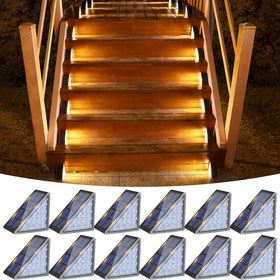 VOLISUN solar step light on stairs providing bright visibility for safe nighttime access.