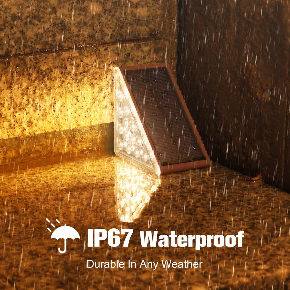 VOLISUN brown solar stair light highlights each step for safer navigation