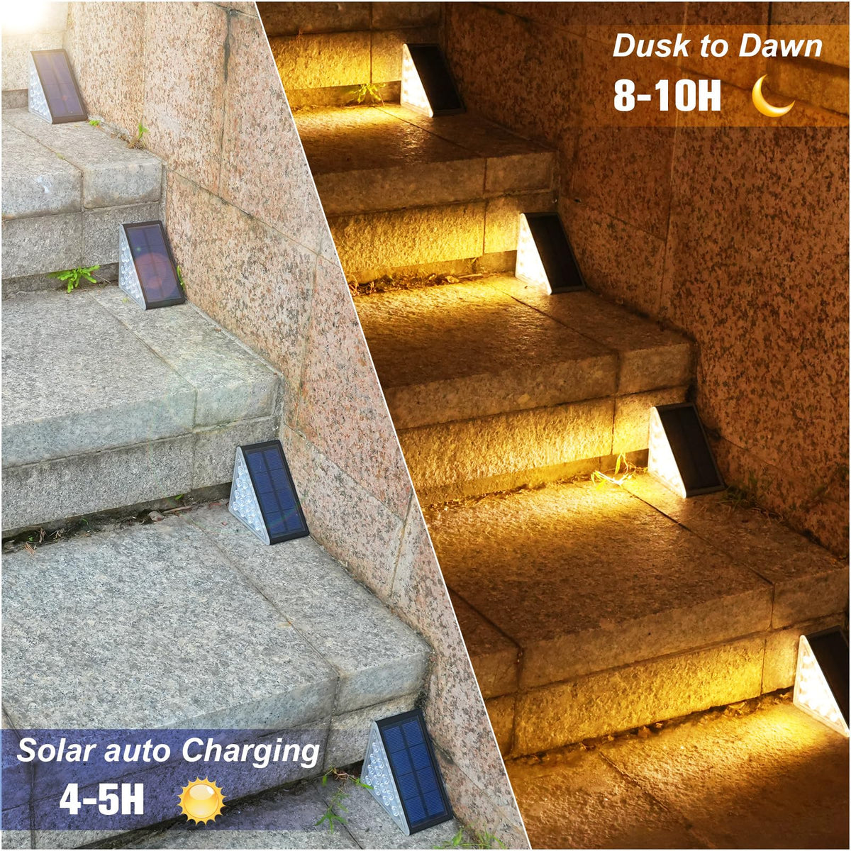 VOLISUN solar step light emits a warm beam along steps for inviting exterior lighting.