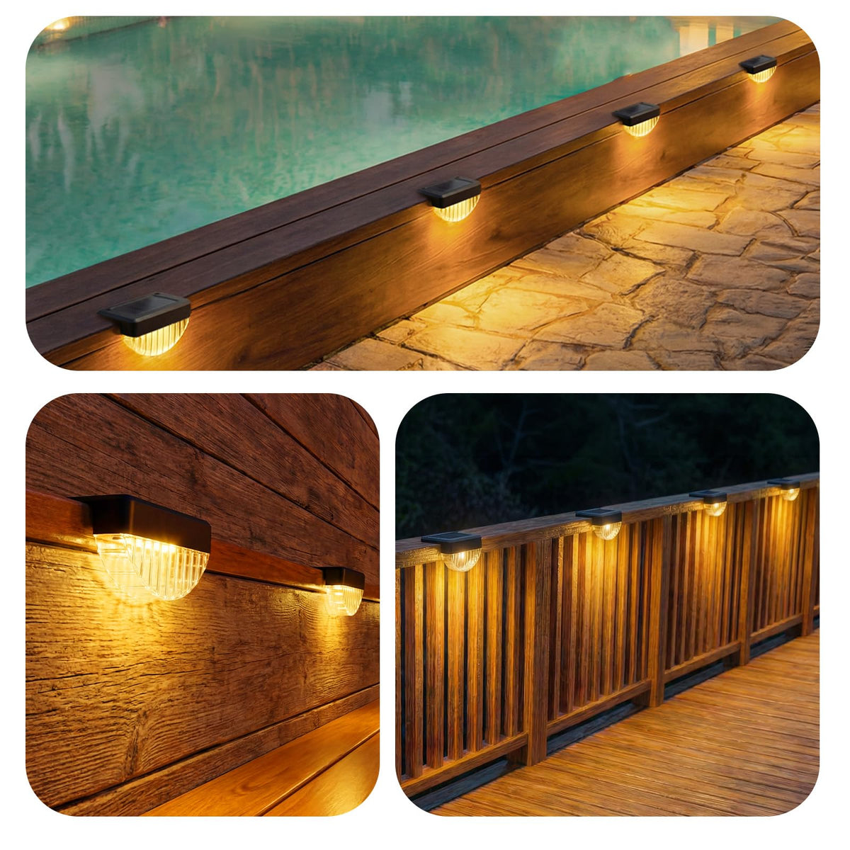 VOLISUN warm-white solar step lights brightening outdoor stairs safely.