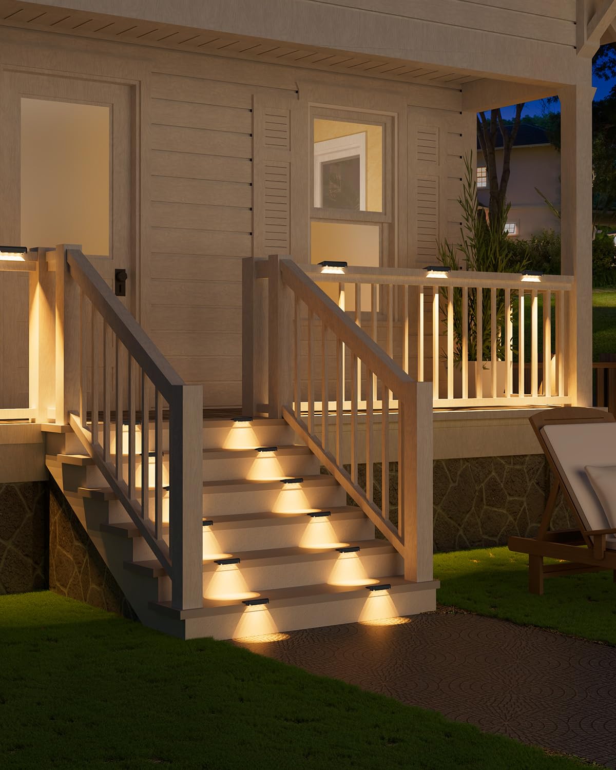 Volisun solar wall railing light stairs creates ambient outdoor guidance