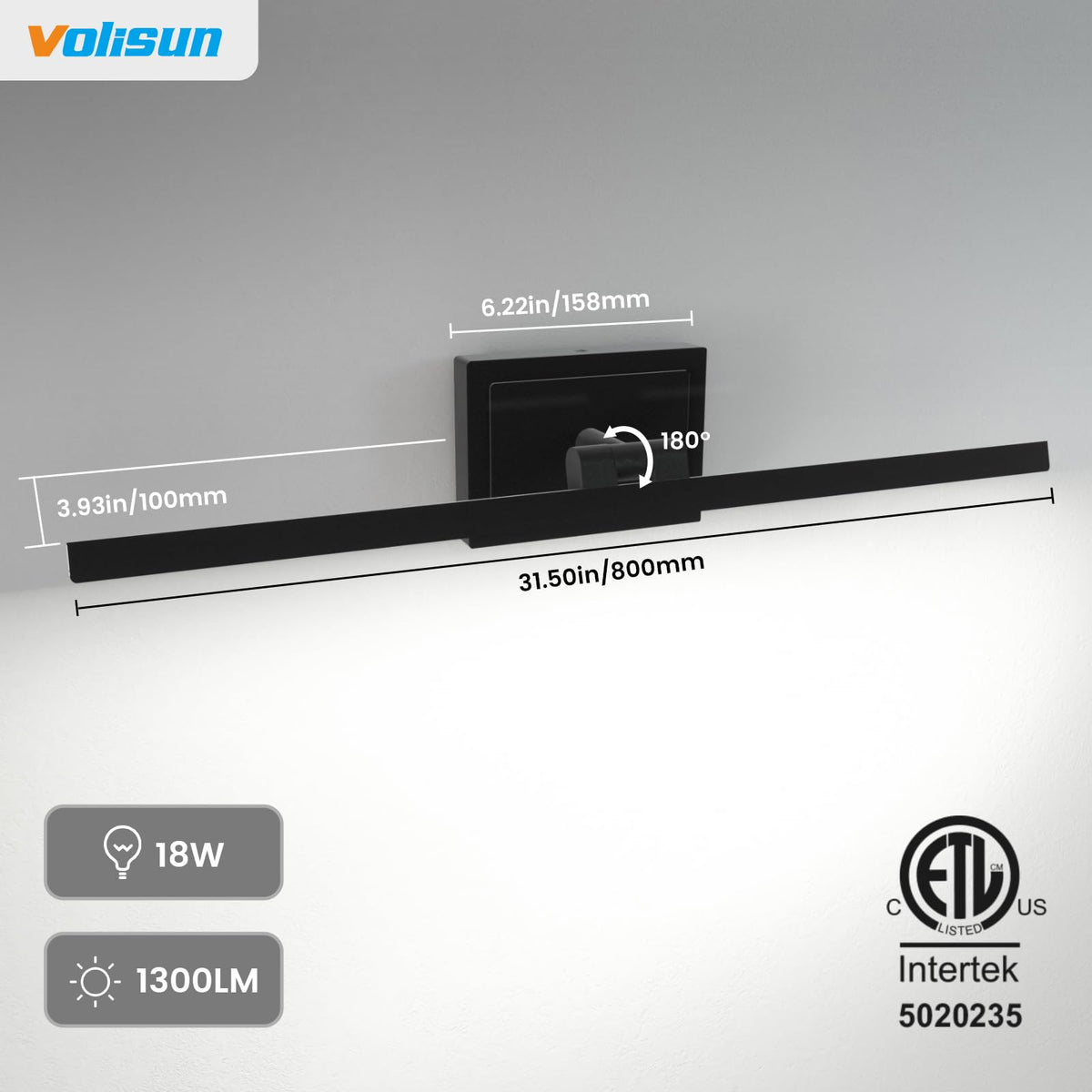 VOLISUN black metal back panel adds durable, sleek style