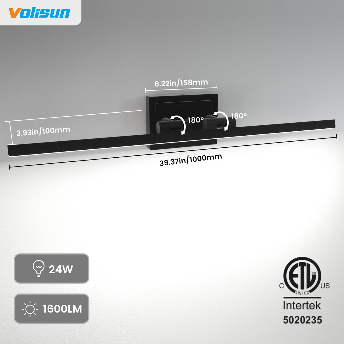 VOLISUN vanity light easy to install with standard wiring.