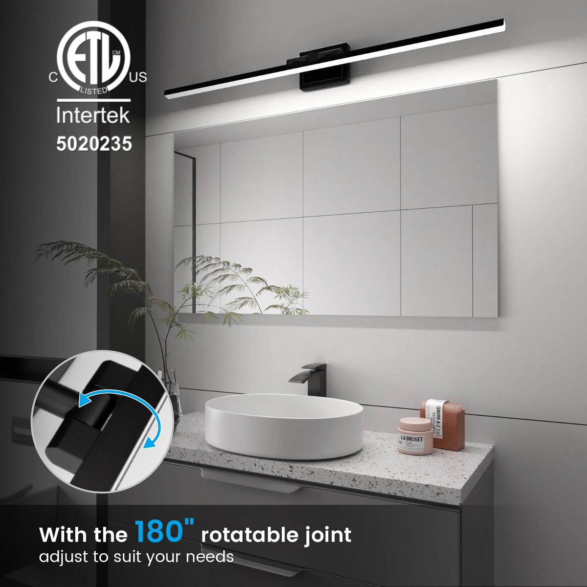 VOLISUN vanity light rotatable head allows adjustable lighting angles for tasks.