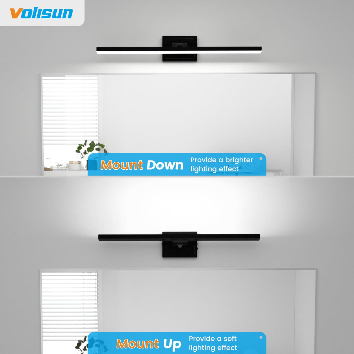 VOLISUN vanity light installs easily in standard US boxes