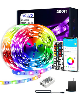 VOLIVO LED strip lights in a bedroom for seamless 200ft ambient lighting.