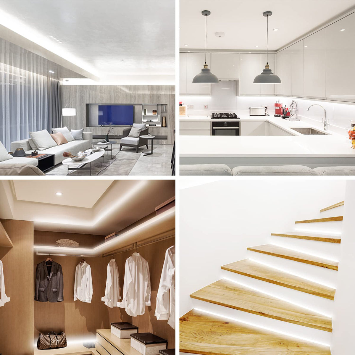 VOLIVO white LED strip lights install easily with strong adhesive on clean surfaces.