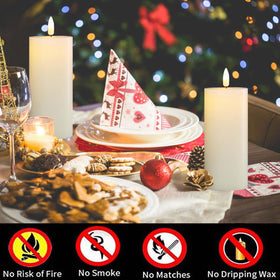 Volnyus real-wax look flameless candles enhance table décor.
