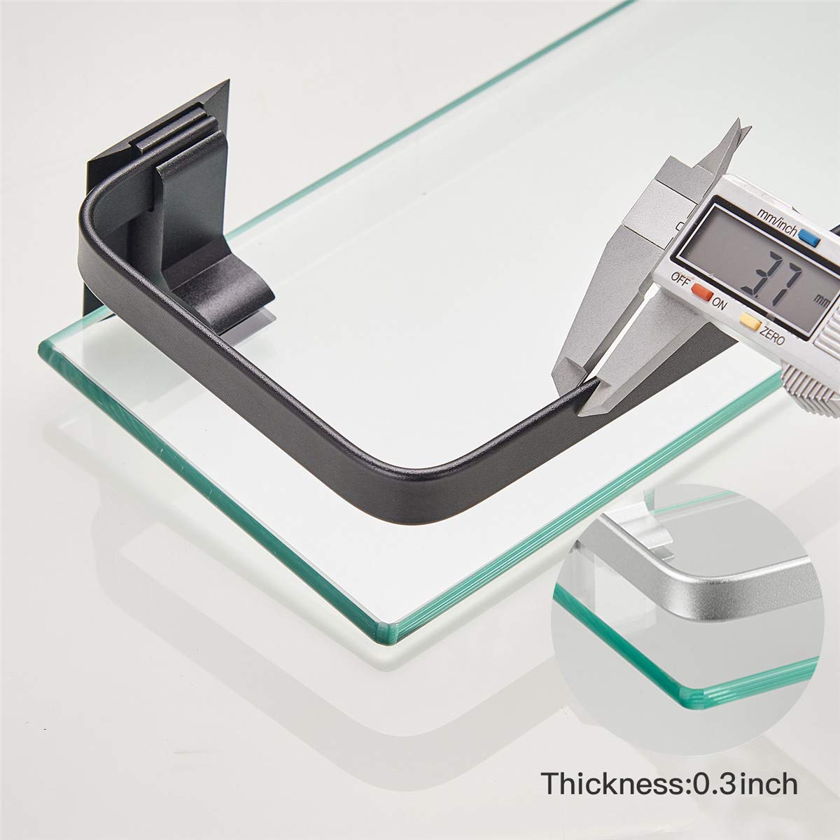 VOLPONE black finish shelf suitable for contemporary bathrooms and fast cleaning.