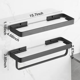 VOLPONE towel bar switchable between shelves for versatile storage.