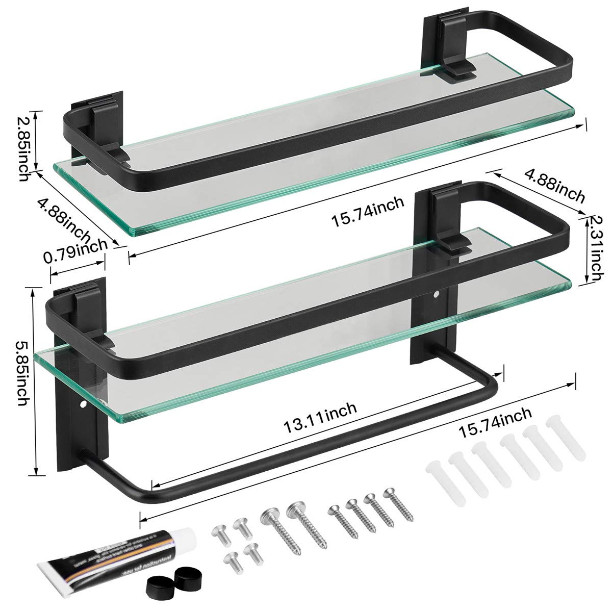 VOLPONE wall shelf showing drill installation for a secure wall mount.