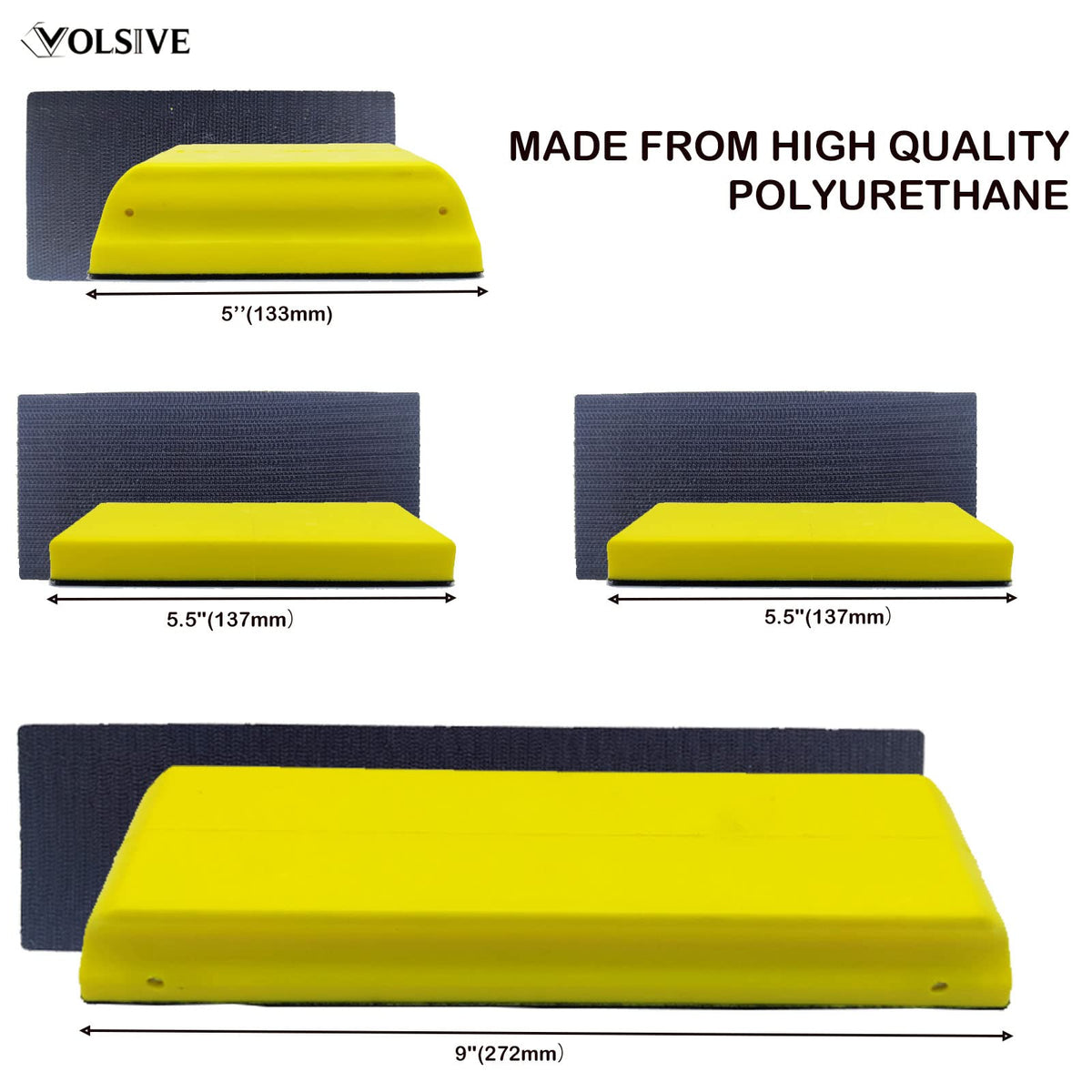VOLSIVE 7pc rectangle sanding block set, 5.5-inch, for fast material removal.