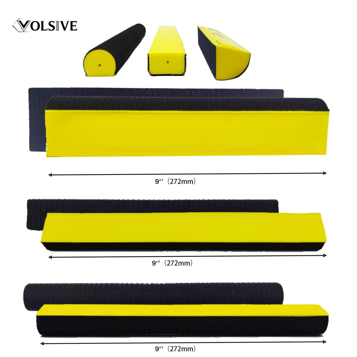 VOLSIVE 7pc rectangle sanding block set, 9-inch, covers larger surfaces.