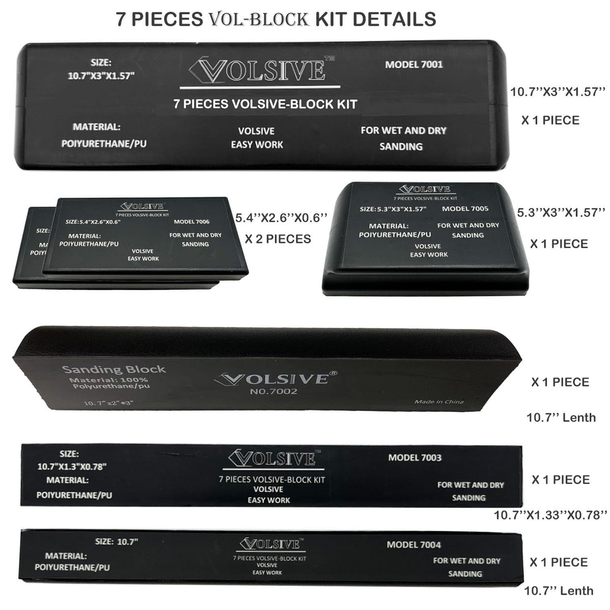VOLSIVE hand sanding block 7002 elongated design for even large surfaces