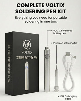 Voltix LED ring color indicator shows green, blue, or red for temperature cues.
