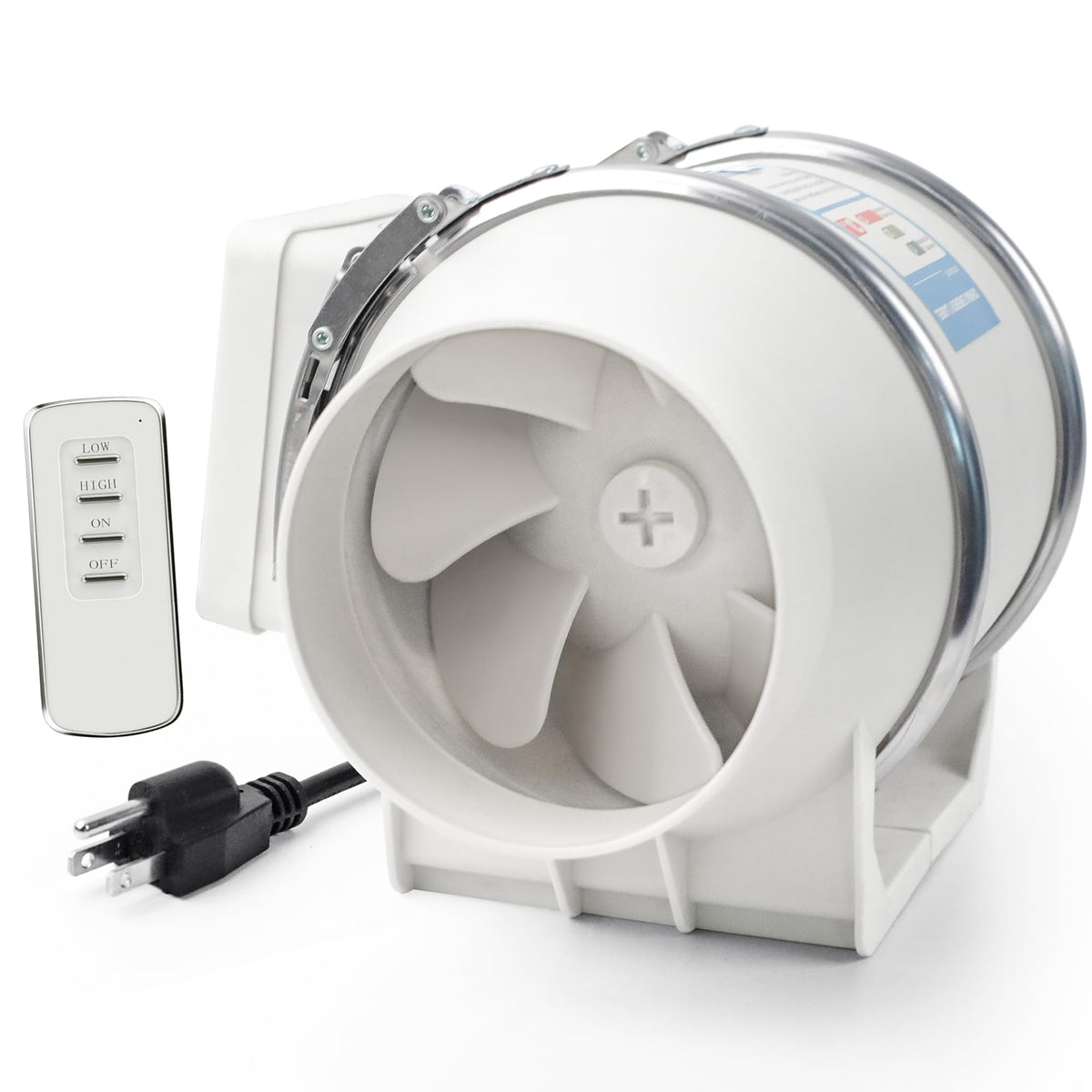 Voltset 4-inch inline exhaust fan delivering strong airflow for bathroom and grow tent ventilation.