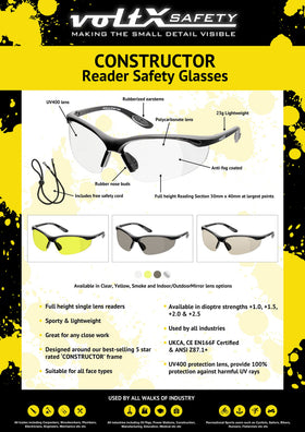 voltx Constructor UV400 anti-fog lens shields eyes from glare and fog.