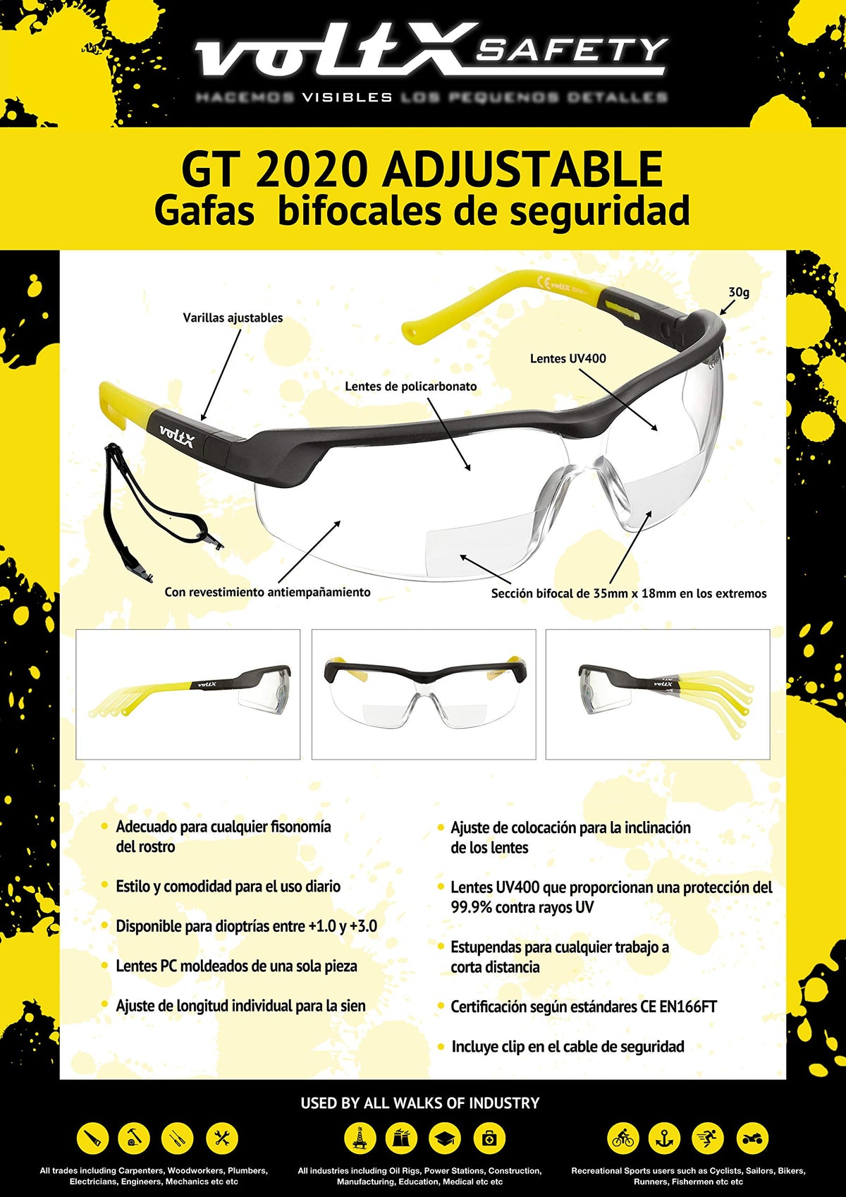 VoltX GT CE EN166FT certified safety glasses meet global standards