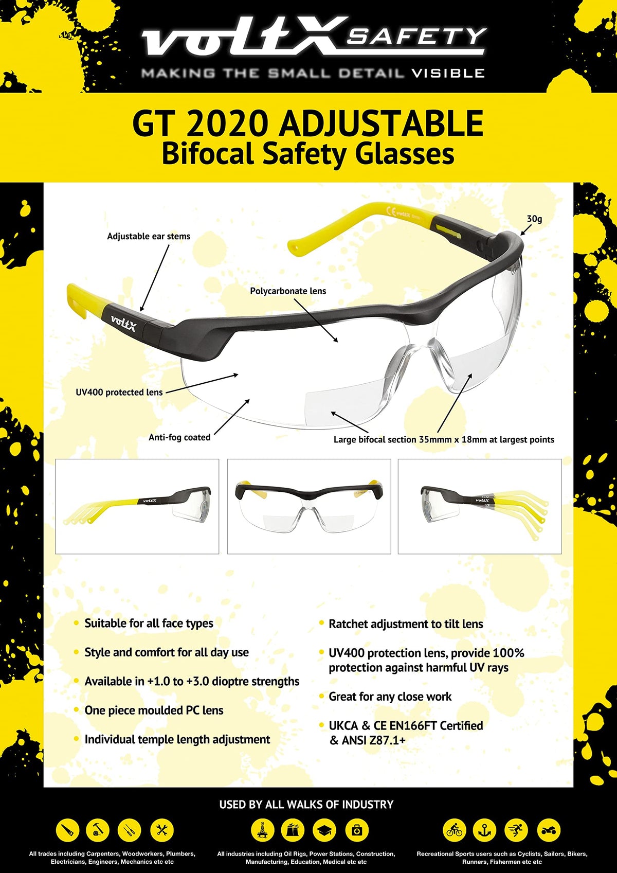 VoltX GT lightweight wraparound frame designed for all-day wear