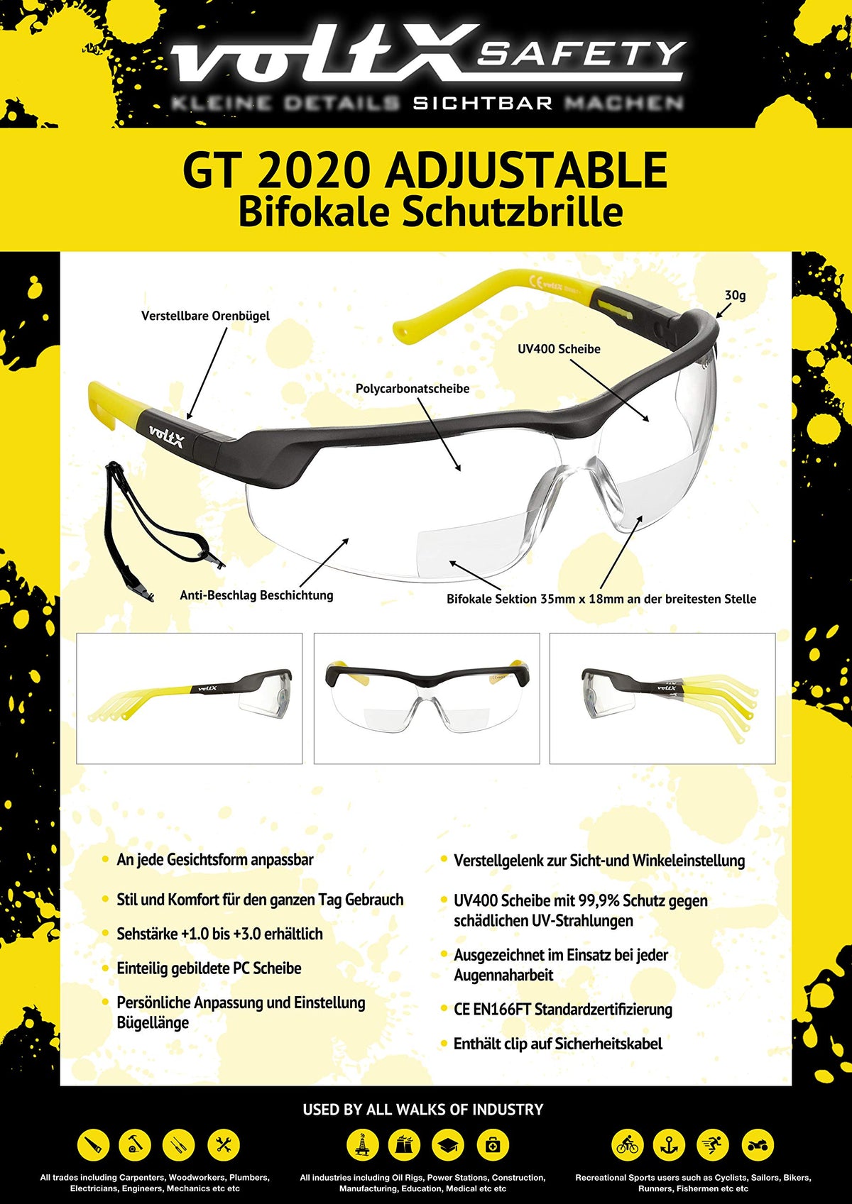 VoltX GT professional safety glasses suited for various trades
