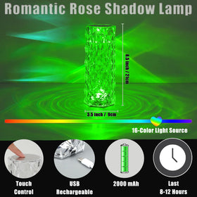 VoMii 3D rose-light crystal lamp projecting soft floral glow