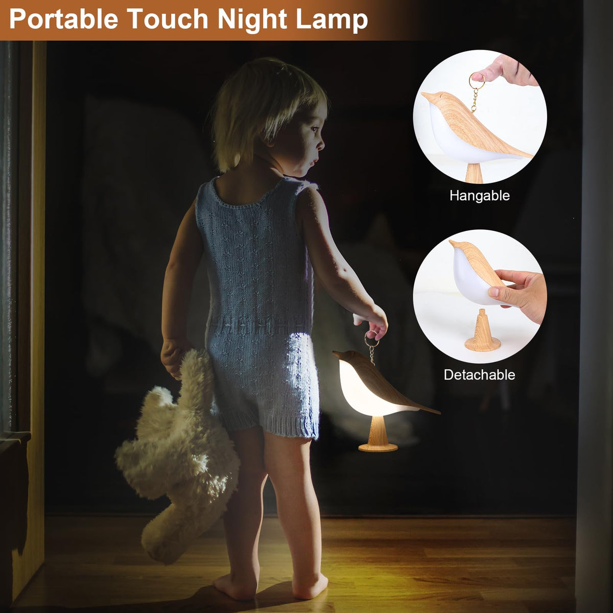 VoMii Bird Desk Lamp touch controls and brightness adjustments for comfortable reading.