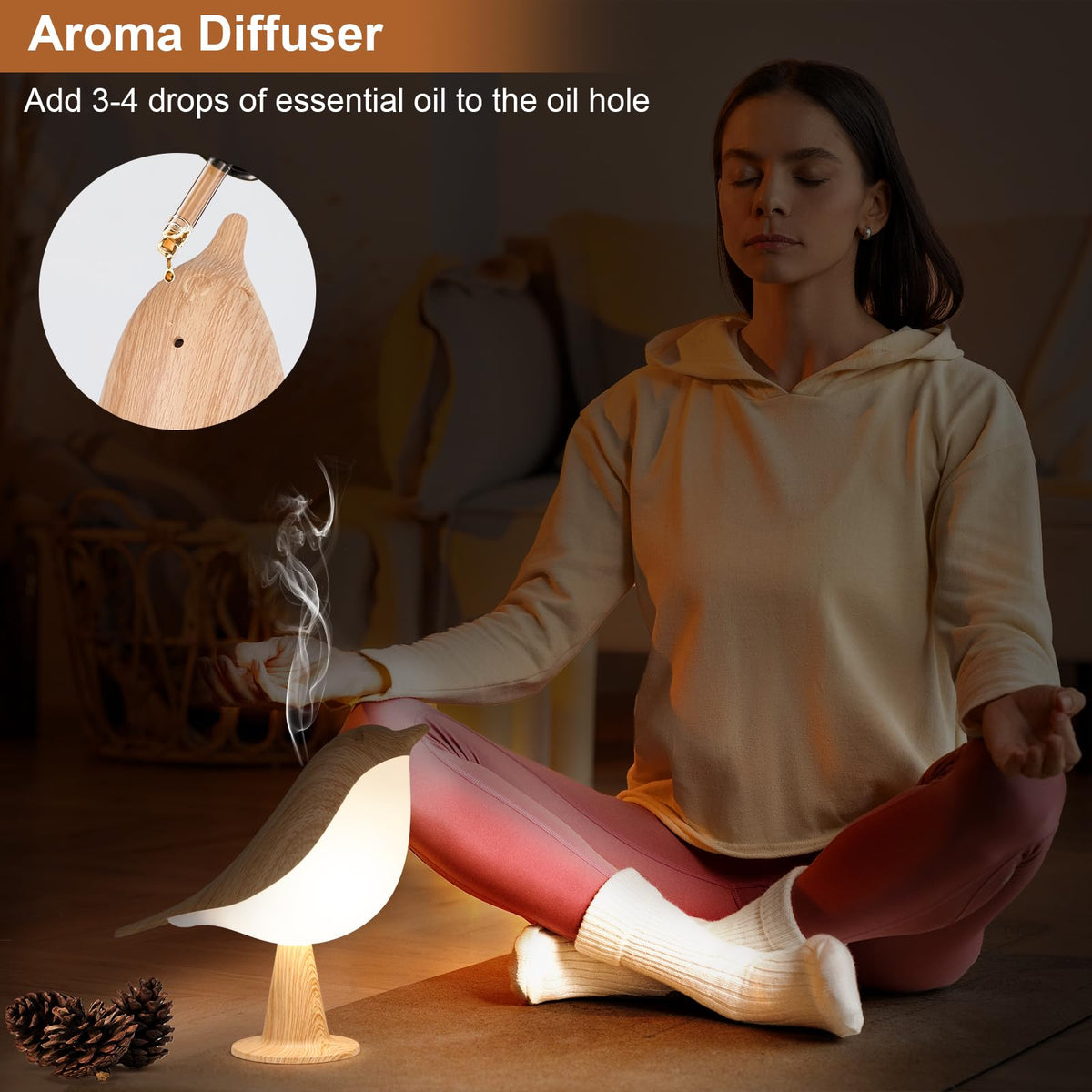VoMii Bird Desk Lamp hang-ring enables portable setup for travel.