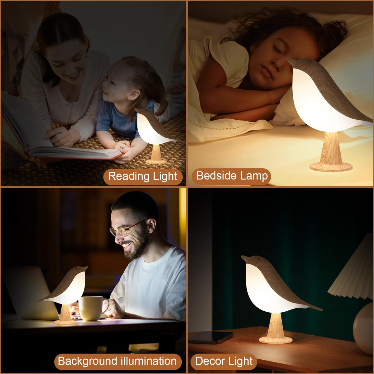 VoMii Bird Desk Lamp rechargeable via USB-C for cordless use.