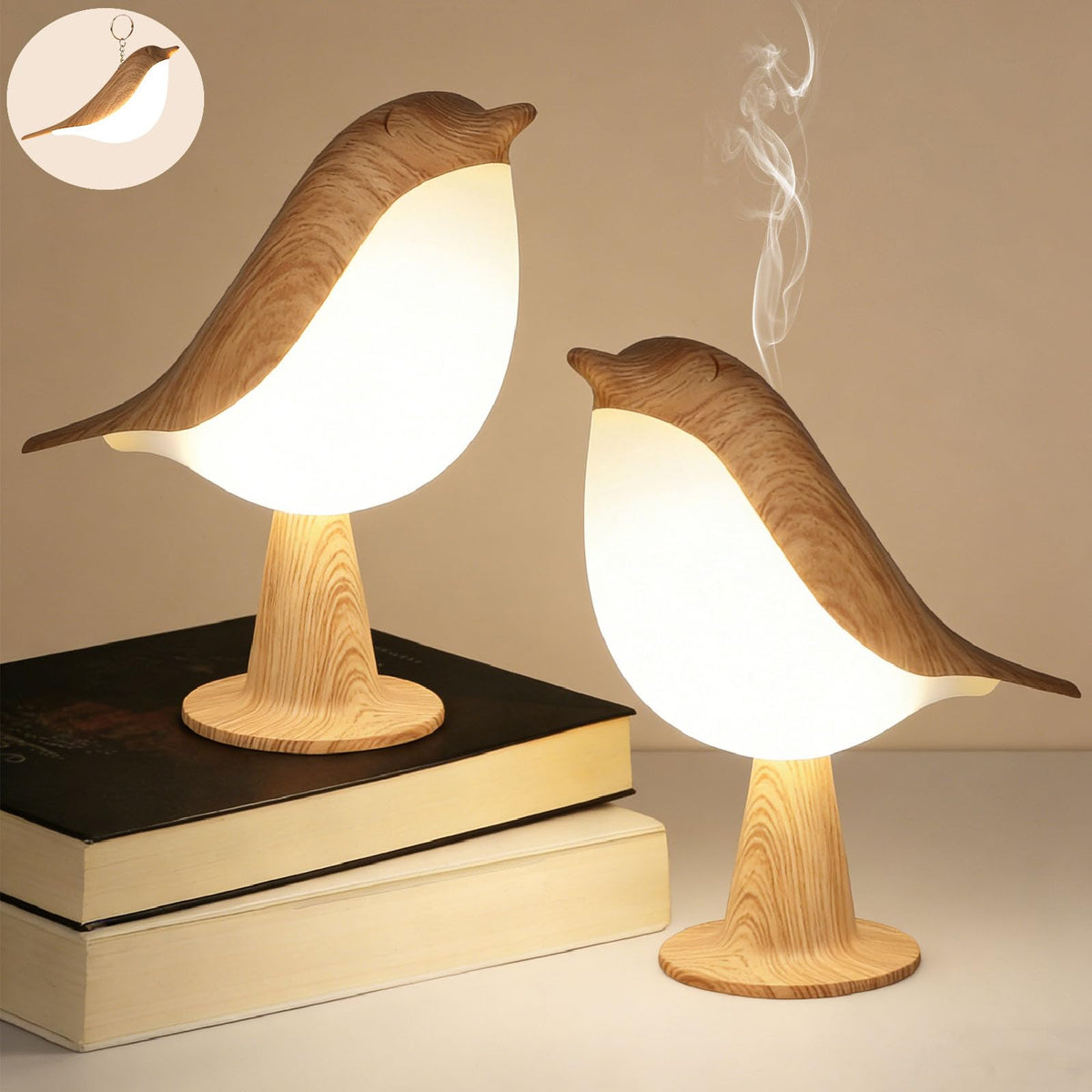 VoMii Bird Desk Lamp top view highlights compact bedside lighting for cozy evenings.