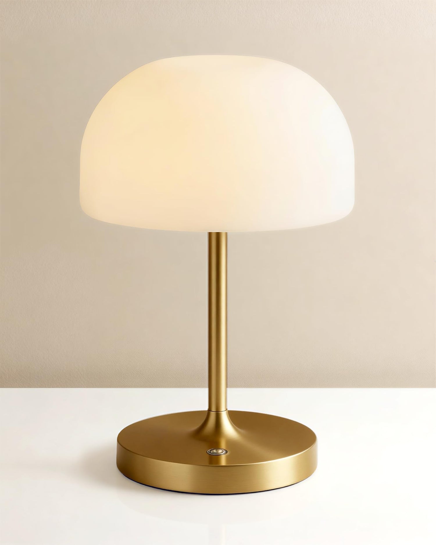 VoMii Mushroom Lamp with brass base provides warm glow for cozy ambiance