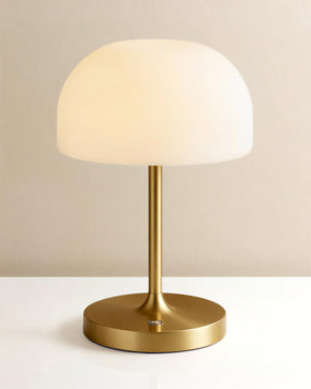 VoMii Mushroom Lamp with brass base provides warm glow for cozy ambiance