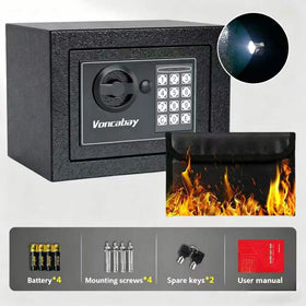 Voncabay compact safe fits in wardrobes, drawers, and nightstands.
