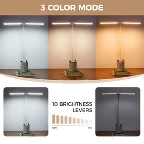 Voncerus LED desk lamp with 3 color modes for reading or focus
