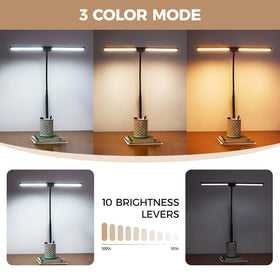 Voncerus LED desk lamp clip-on design fits securely on desks for space-saving use.