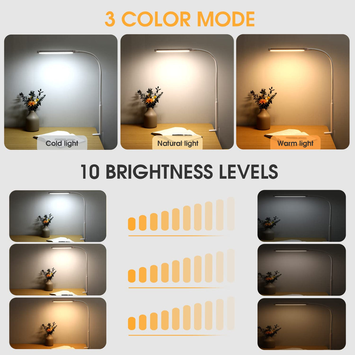 Voncerus lamp with 360° goose-neck for precise task lighting and easy positioning
