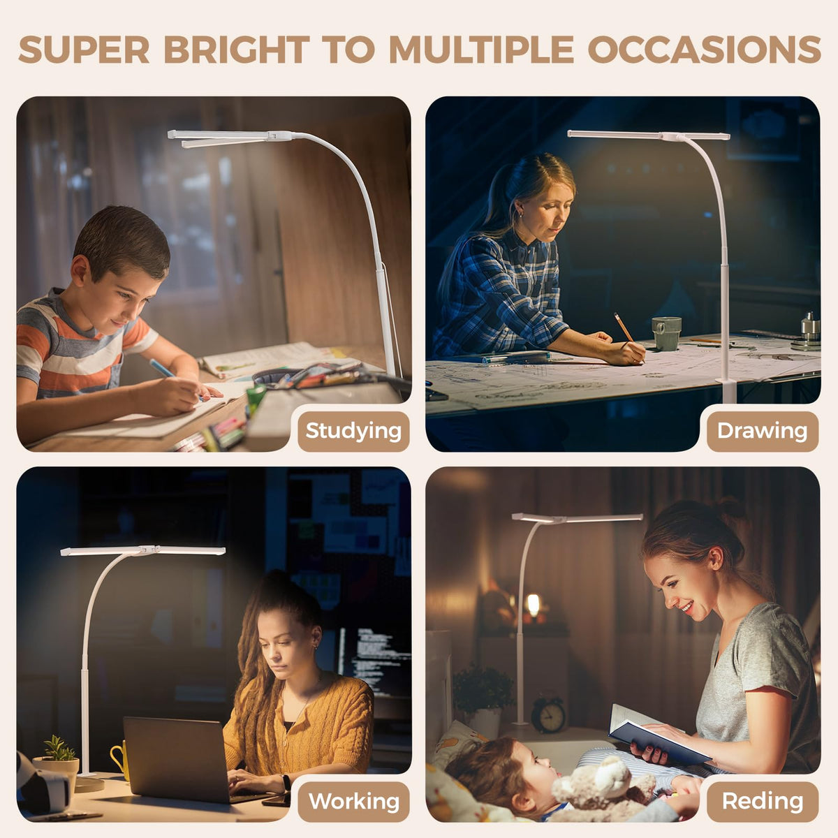 Voncerus desk lamp kit includes clamp and power adapter for quick setup