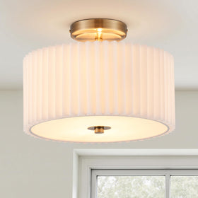 VONLUCE 12.2-inch semi flush mount light in bronze finish brightens modern interiors.