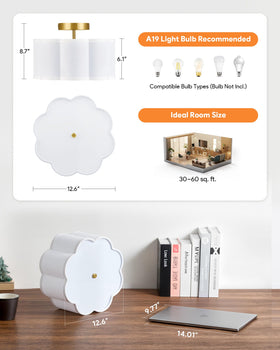 12.6-inch diameter ceiling light brightens compact entryways and lounges.