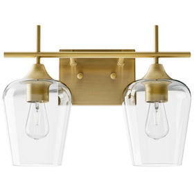 VONLUCE 2-light vanity light with brushed gold and clear glass for a modern bathroom glow.