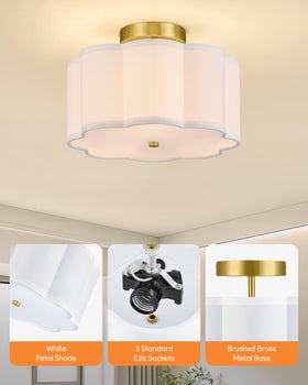 Three E26 sockets support LED, incandescent, or CFL bulbs.