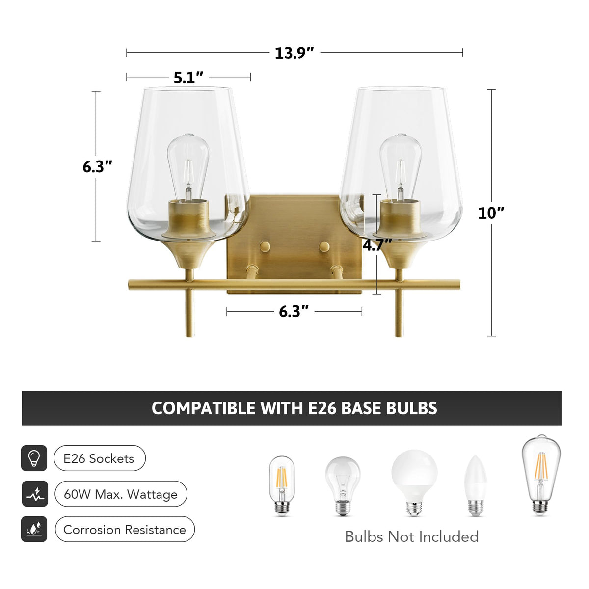 VONLUCE E26 compatibility enables LED or CFL bulbs for versatile ambience.