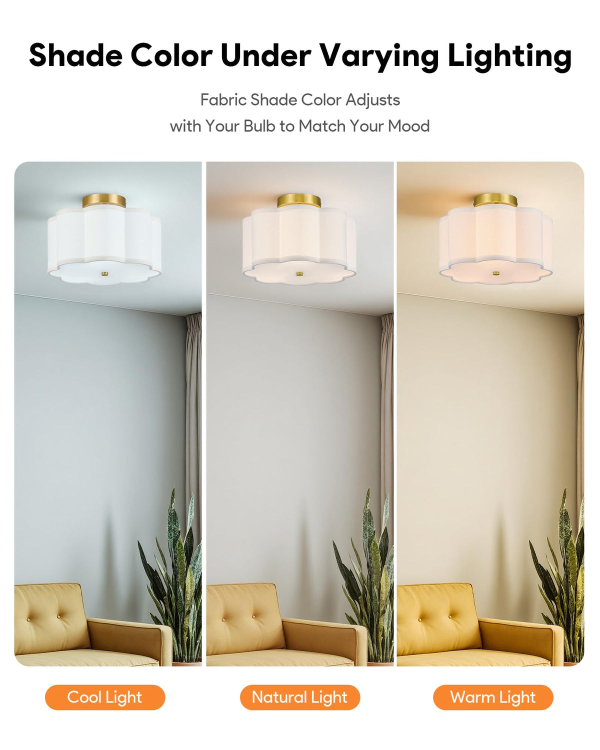 Flower-shaped white shade diffuses warm light for cozy evenings.