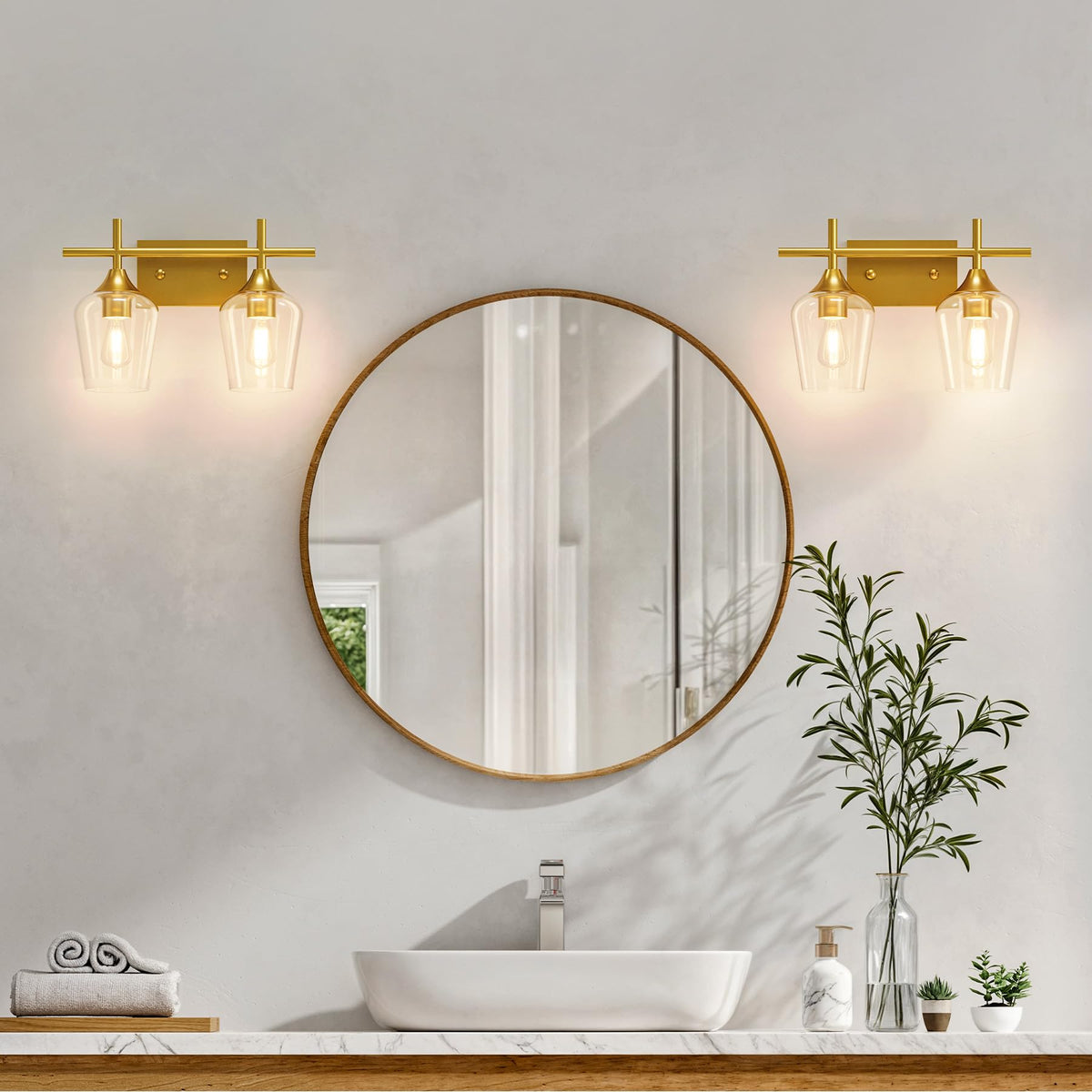 VONLUCE modern wall sconce in brushed gold enhances hallways and bedrooms.