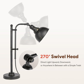 VONLUCE Rustic Desk Lamp 180-degree swivel enables uplight or downlight.
